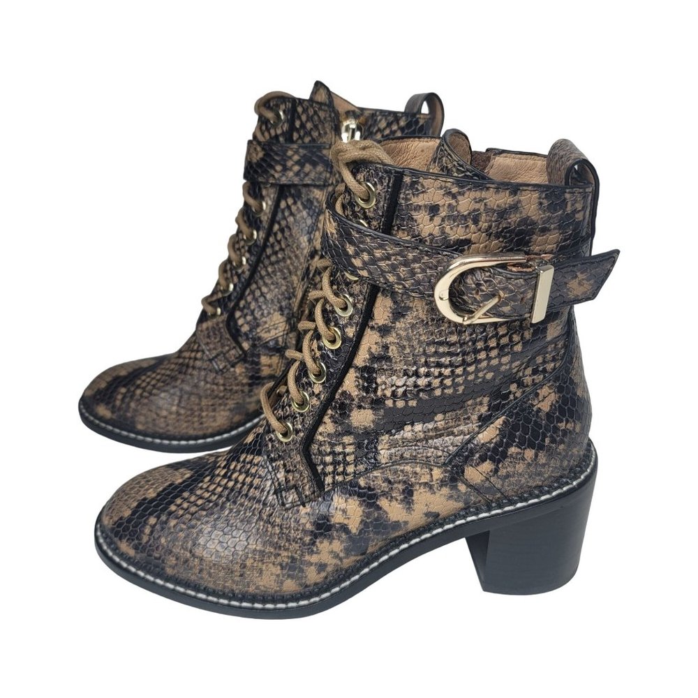 Joie Raster Block-Heel Python-Embossed Leather Co… - image 8